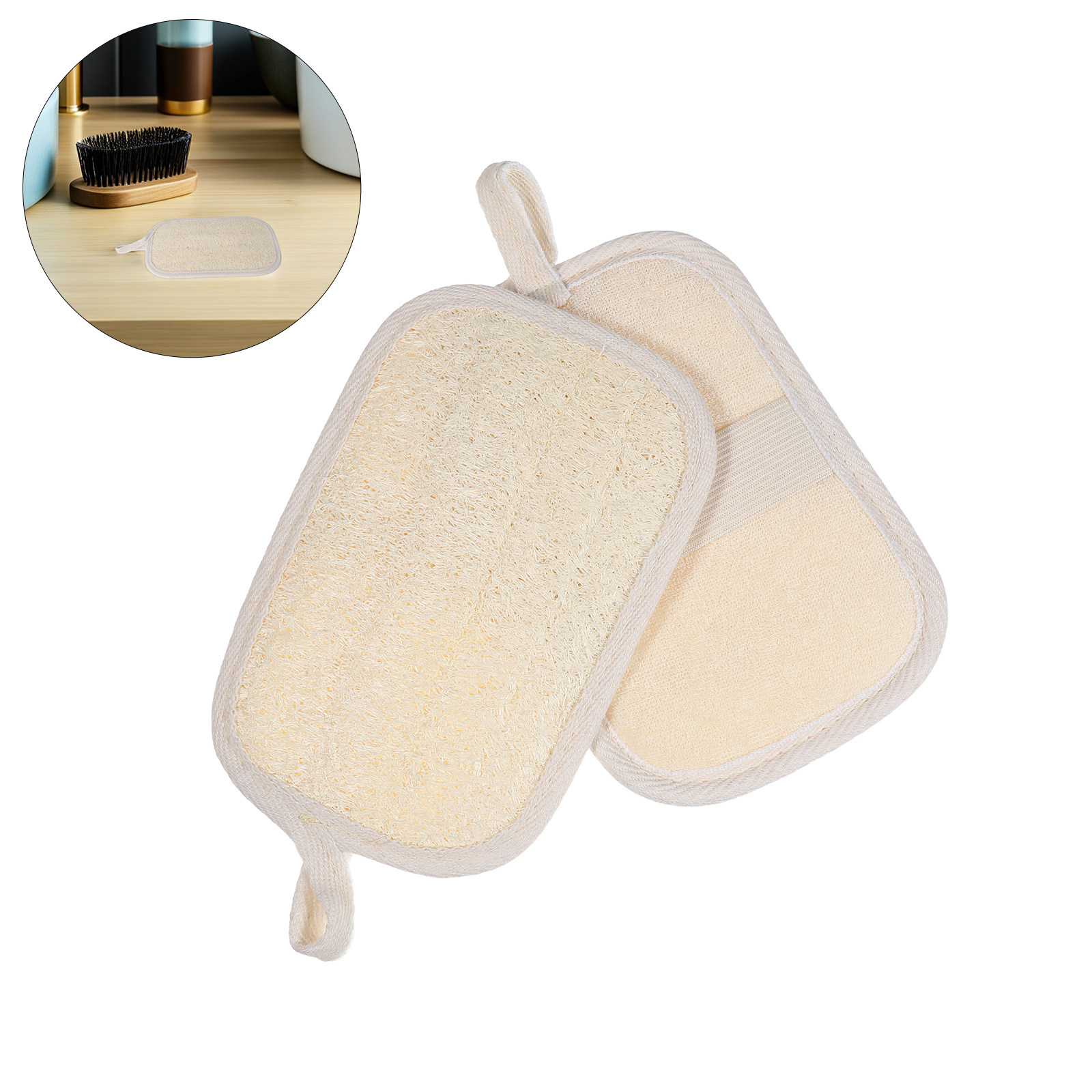 Body Loofah Natural - ผ้าขัดตัวใยบวบญี่ปุ่น 4 ชิ้น ใยธรรมชาติ สำหรับขัดผิว ขัดตัว