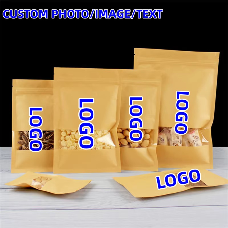Sugar Scrub Coffee - 100PCS ส้นแบน Kraft กระดาษ Ziplock ถุงความร้อนซีลกาแฟน้ำตาลแป้งขนมขบเคี้ยวธัญพืชของขวัญบรรจุภัณฑ์