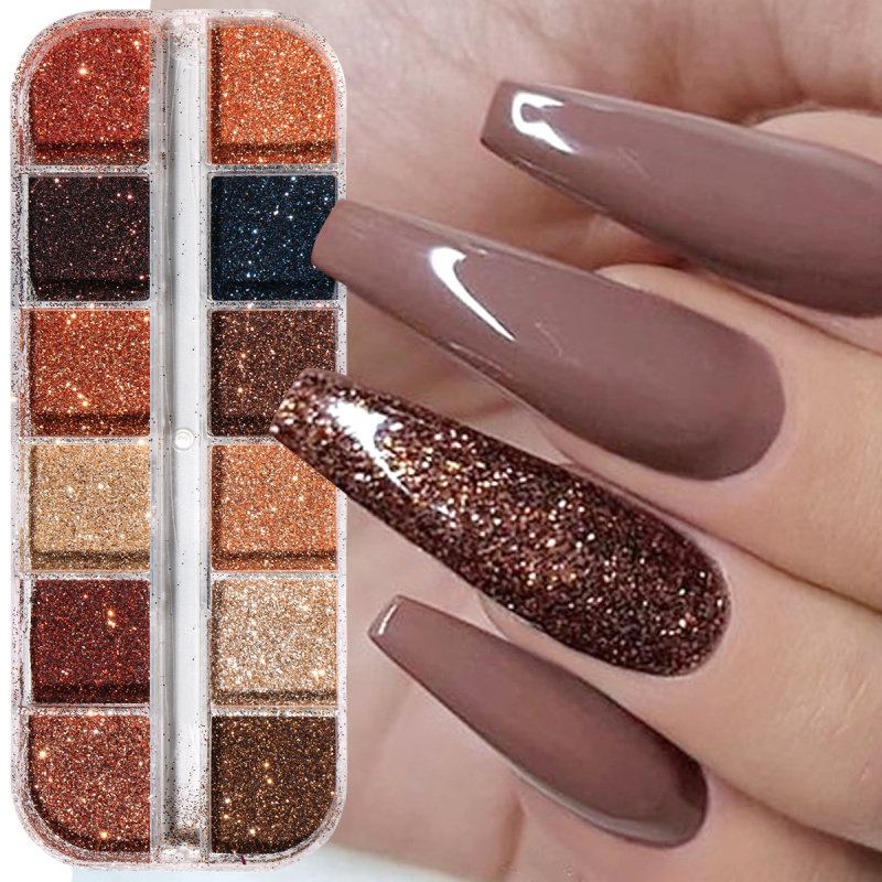 เงากาแฟสีน้ําตาลเล็บ Glitter F - Sugar Scrub Coffee บทวิจารณ์และราคา